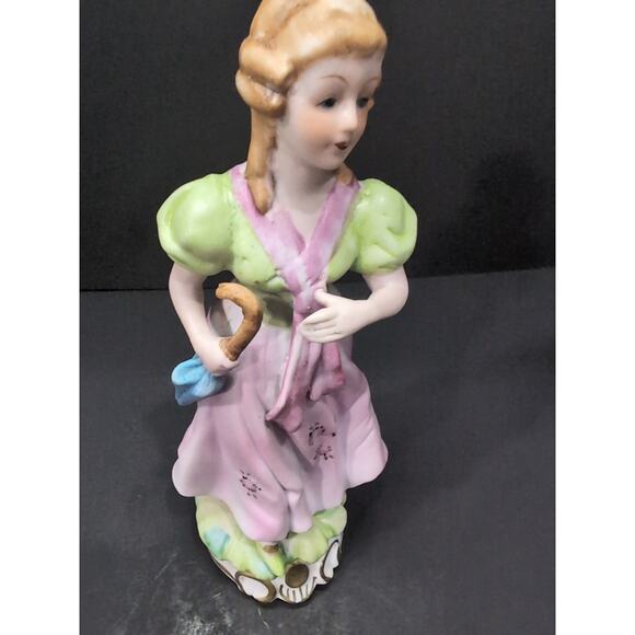Capodimonte Porcelain Lady Figurine, Woman With Parasol, Umbrella Sculpture, Vtg - Picture 5 of 9